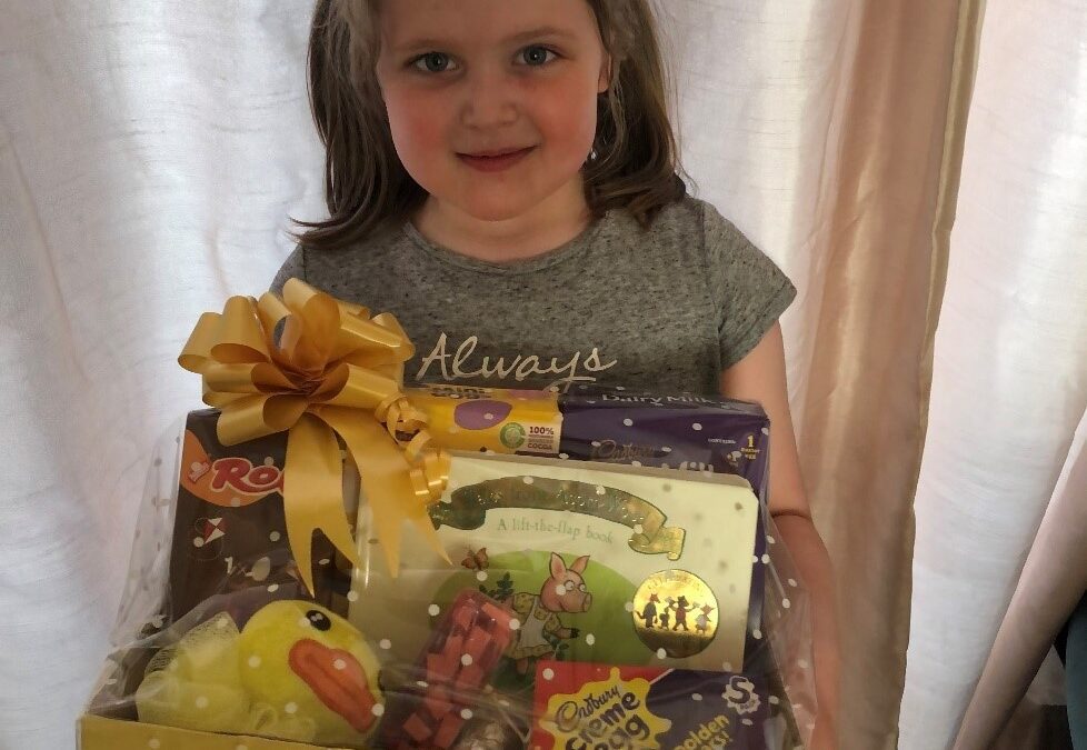 Poppy donates her Easter hamper prize to a local family